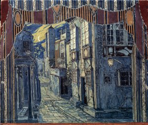 セビリアの理髪師のセットデザイン、ジョアチーノロッシーニ作、1924年 作： Aleksandr Jakovlevic Golovin
